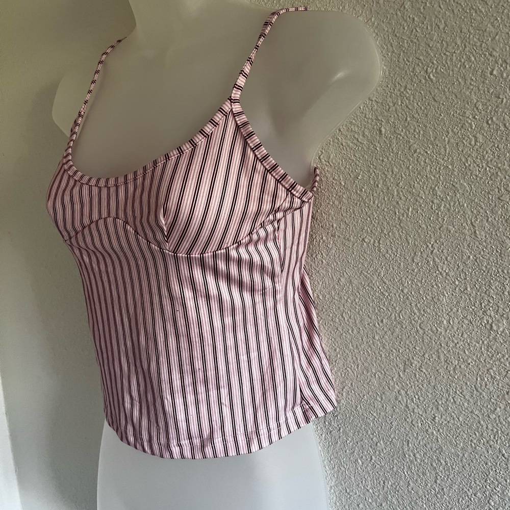 Vintage-Inspired Pink Striped Bustier Cami Top | Cottagecore Coquette